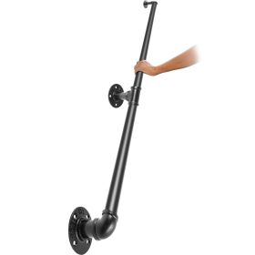 Pipe Stair Handrail, 6FT Staircase Handrail, 440LBS Load Capacity Carbon Steel Pipe Handrail, Industrial Pipe Handrail with Wall Mount Support