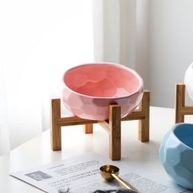 Pet bowl oblique mouth cat bowl food bowl dog bowl method bucket food bowl (Option: Pink)